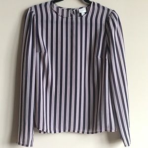 Navy/blush stripe chiffon top